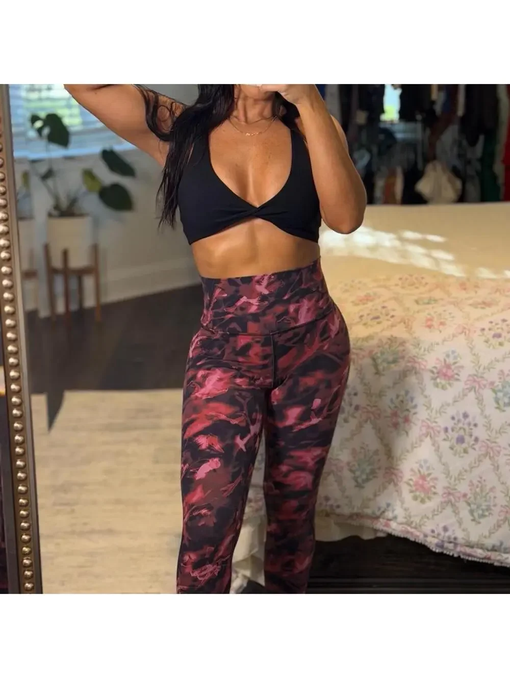 Lululemon Align High Rise Crop Pink Black Floral Leggings Size 6